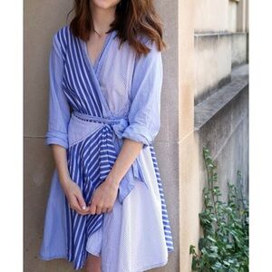Anthropologie | Maeve Newport stripes wrap shirt dress